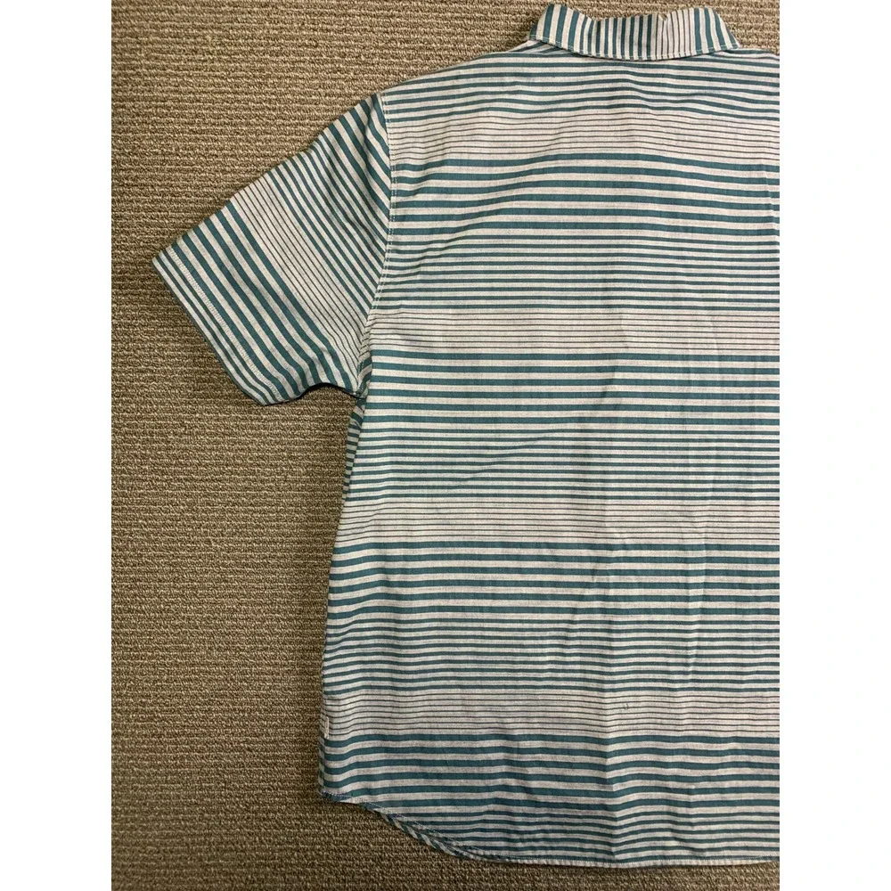The North Face Shirt Mens Size XLarge Blue Gray Stripe Short Sleeve Button Up